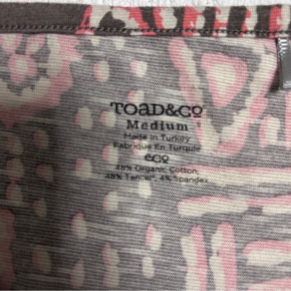 Toad & Co. Tunic Top Women's Medium Coral & Brown 3/4 Sleeves Geometric fall - Picture 6 of 10